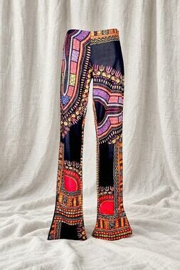 90s/Y2K Vintage D&G Multicolor Geometric Print Flared Pants – Size XS